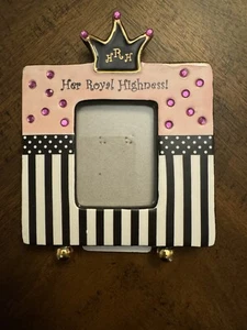 Mud Pie HRH Her Royal Highness Picture Photo Frame Pink Black RARE - Picture 1 of 4