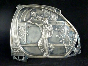 WMF Jugendstil-Wandbild im Relief, Zinn, Wanddeko, Straußenmarke G - Picture 1 of 8