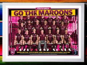 Framed 2021 QUEENSLAND State Of Origin NRL Poster - 45cm x 32cm x 3cm - Picture 1 of 3