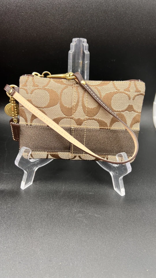 COACH 40028 SIGNATURE KHAKI/MAHOGANY BROWN WRISTLET DE LONA NUEVO CON ETIQUETAS $58 Foto 1 de 4