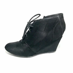 Botines con cordones de cuña china Vivienne talla 8,5 negros - Imagen 1 de 8