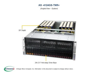 Supermicro AS-4124GS-TNR 4U 8GPU server, 2x AMD 7C13 CPU, 8x RTX 4090D 48GB GPU - Image 1 of 4