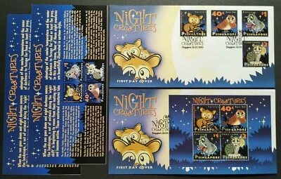 Singapore 2003 Nocturnal Night Creature Cartoon Stamp MS FDC(pair)新加坡首日封1对(夜间生物) - Image 1 of 4