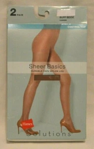 1 Set = 2 Paar Hanes Solutions seidig transparente Strumpfhosen Farben beige schwarz M L XL - Bild 1 von 3