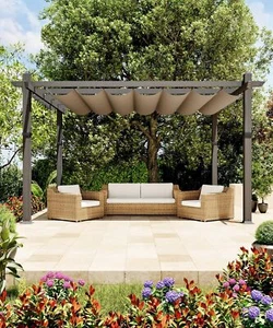 10x13Ft Modern Aluminum Pergola Outdoor Pergola for Backyard w/Adjustable Canopy - Picture 1 of 11