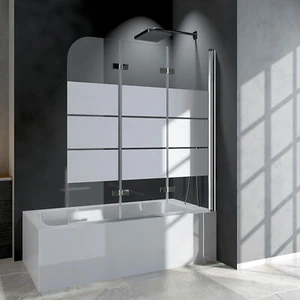 Badewannenaufsatz 3 Teilig Duschwand Chrom Duschabtrennung Badewannenfaltwand - Bild 1 von 20