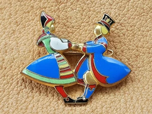 Bailarinas nórdicas suecas vintage estilo Aina Stenberg-Masolle prendedor esmalte dorado  - Imagen 1 de 5
