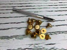 Screw Back Rivets Hollow Flat Head Leather Studs For Bags Brass 6pk 12mm