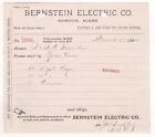 1894 AMPOULES BERNSTEIN ELECTRICAL CO BILLHEAD BOSTON MA LAMPES