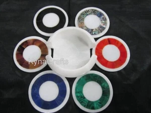 Set sottobicchieri regalo da lavoro intarsiato in pietra multicolore sottobicchiere da tè in marmo 4,5 pollici - Foto 1 di 6