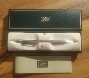 Cross Classic Century Ballpoint Pen Chrome Gold In Box Indian Emblem Logo - Picture 1 of 3