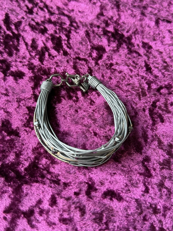 Pulsera de cuero gris vidrio hematita plata esterlina 925 SILPADA B2143 Foto 1 de 1