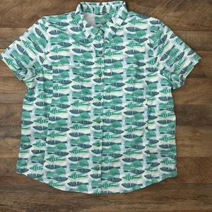 LL Bean Tropicwear Womens XLP Fish Vented Button Up Short Sleeve Top UPF 50+ - Picture 1 of 18