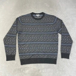Peter Millar Mens Fair Isle Sweater Merino Wool Cashmere Blend Blue Gray Size M - Picture 1 of 8