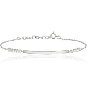 925 Sterling Silver CZ ID Bracelet - Picture 1 of 15