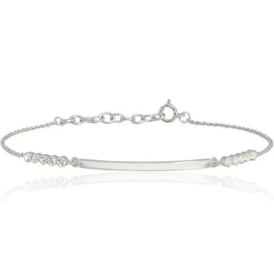 925 Sterling Silver CZ ID Bracelet - Image 1 of 4