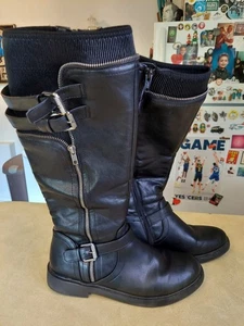 Stivaletto donna bianco montagna labirinto alto nero ecopelle zip laterale - Foto 1 di 16