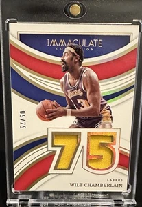 Wilt Chamberlain 2021-22 Panini Immaculate 75th Anniversary Dual Patch GU /75 - Picture 1 of 2