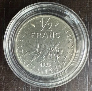 Fifth Republic - 1/2 Franc Semeuse Piefort Silver 1979 - 600 Ex - Picture 1 of 2