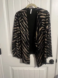 #7346. Lilypad Women's Gold & Black Shimmer Open Cardigan. Size S - Picture 1 of 10