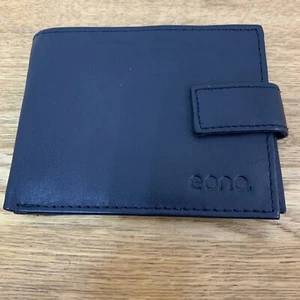 Eono men's black leather bi-fold wallet - Picture 1 of 12