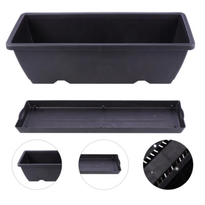 Rectangular Garden Planter Home Plastic Plant Pot with Drainage Hole Saucer - Image 1 of 4