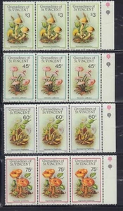 SAINT VINCENT GRANADINE 1986 FUNGHI FLORA 533-536 STRISCIA X 3 COME NUOVO MNH - Foto 1 di 1