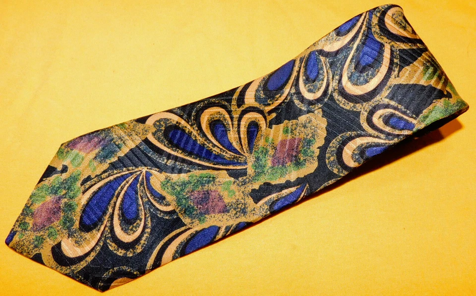 CORBATA FLORAL MONDO DE MARCO HECHA EN ITALIA AZUL/ORO/VERDE - CORBATAS - CORBATAS DE DISEÑADOR. Foto 1 de 3