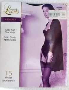 Levante Vanessa Silky Soft Stockings,15 Denier, Nude & Black, sz 2 Med - Picture 1 of 3