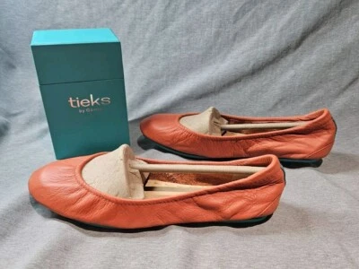 TIEKS by Gavrieli Mandarina Naranja Cuero Ballet Pisos Para Mujer Talla 9 Excelente Foto 1 de 4