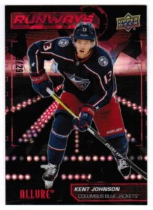22/23 2022 UPPER DECK ALLURE KENT JOHNSON RW-6 RUNWAYS RED /299 COLUMBUS JACKETS
