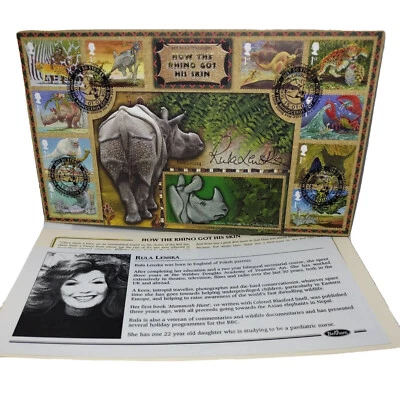 Rula Lenska Signed 2002 First Day Cover How Rino Got His Skin Benham Stamp FDC - Image 1 of 4