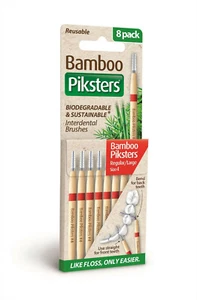 Bamboo Piksters Straight Handle 8pks - Size 4 Red Regular/Large. Bulk Savings - Picture 1 of 7