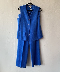 Juego de 2 piezas vintage años 70 Eccobay azul texturizado a medida talla XL - Imagen 1 de 11