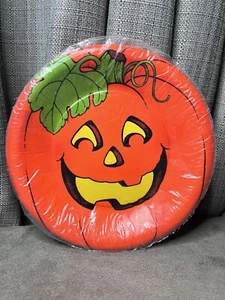 Hallmark Halloween Paper Plates Pumpkin Jack O Lantern Deep Dish 8ct New - Imagen 1 de 7