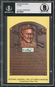 Tigers Ty Cobb Writing Sample 3.5x5.5 HOF Plaque Postcard BAS Slabbed 6 - Picture 1 of 2