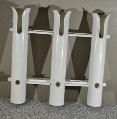 3 Tube Boat Fishing Rod Holder Boat Marine Plastic Mount Rack 12" tall - Image 1 of 4