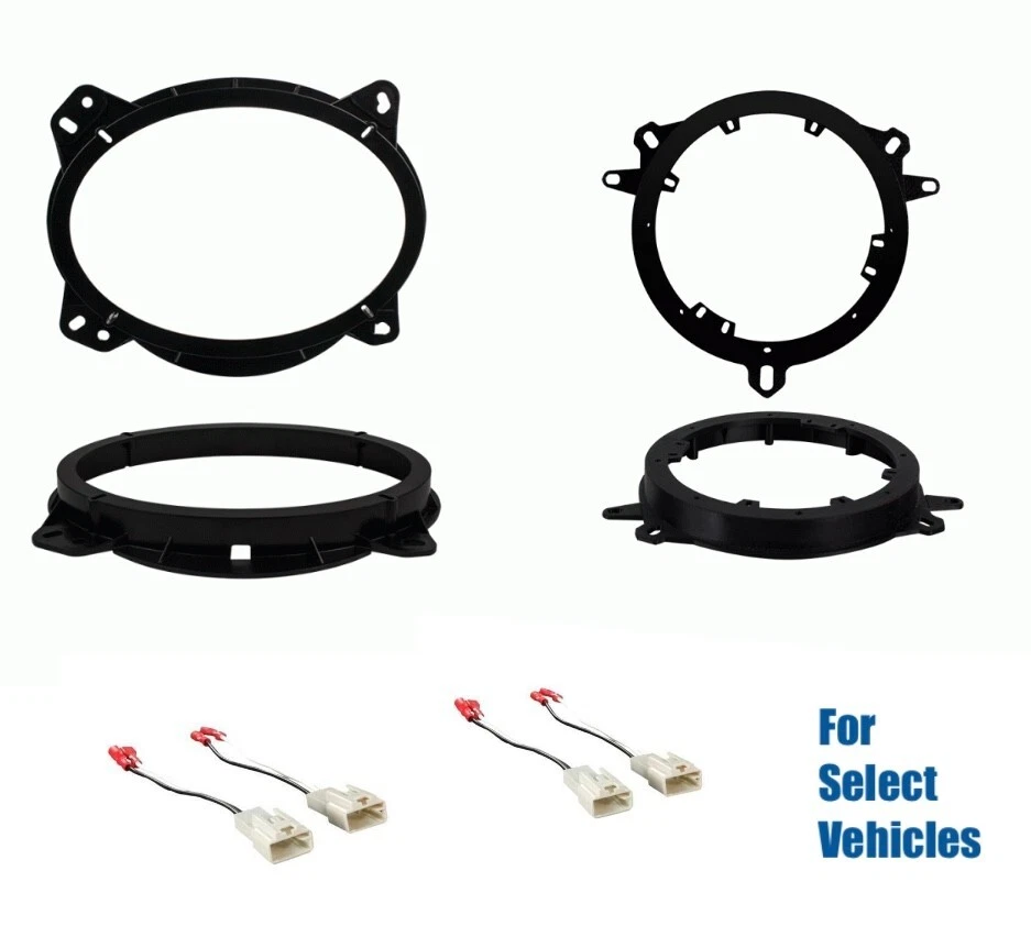 6x9 Front 6.5" Rear Car Stereo Door Speaker Install Plates +Wire for some Toyota - Image 1 of 1