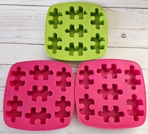 Lot Of 3 Ikea Jigsaw Puzzle Piece Ice Cube Trays Candy Molds Silicone - Picture 1 of 5