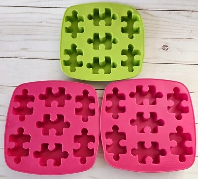 Lot Of 3 Ikea Jigsaw Puzzle Piece Ice Cube Trays Candy Molds Silicone - Image 1 of 4