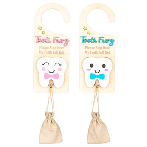 Tooth Fairy Tooth Holder Bag Tooth Fairy Door Hanger with Money Slot Keeps - Picture 1 of 14