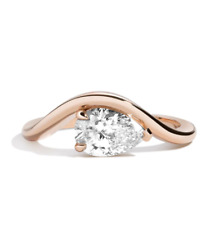Women Engagement Ring 1.00 Ct IGI GIA Lab Created Pear Cut Diamond 14k Rose Gold