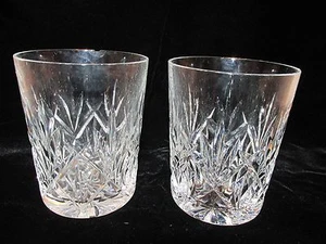 2 WATERFORD Irish Crystal EVE DOUBLE OLD FASHIONED FLAT TUMBLER GLASSES Chips! - Picture 1 of 9