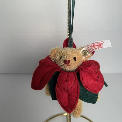Adorno de Navidad Steiff Pointsettia Bear edición limitada en todo el mundo 0119/2007 Foto 1 de 4