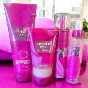 PERFECT IN PINK BATH & BODY WORKS 4-TEILIGES SET SHIMMER MIST, KÖRPERPEELING, KÖRPERWÄSCHE - Bild 1 von 2