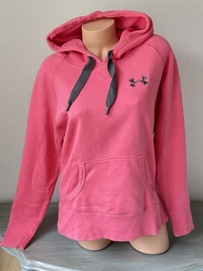 Under Armour Pink & Gray Womens M Pullover Coldgear Loose Fleece Hoodie Coral - Picture 1 of 8