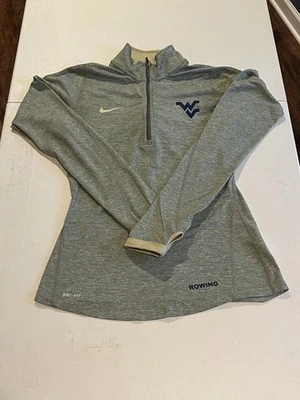 Camisa de manga larga Nike Dri-Fit WVU gris remo 1/4 cremallera para mujer, talla XS Foto 1 de 4