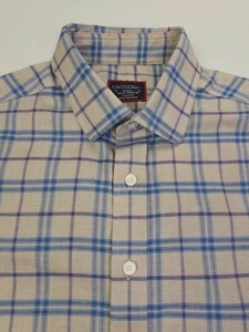 Camicia Untuckit slim fit antirughe taglia small uomo marrone blu rosa quadri cotone - Foto 1 di 11