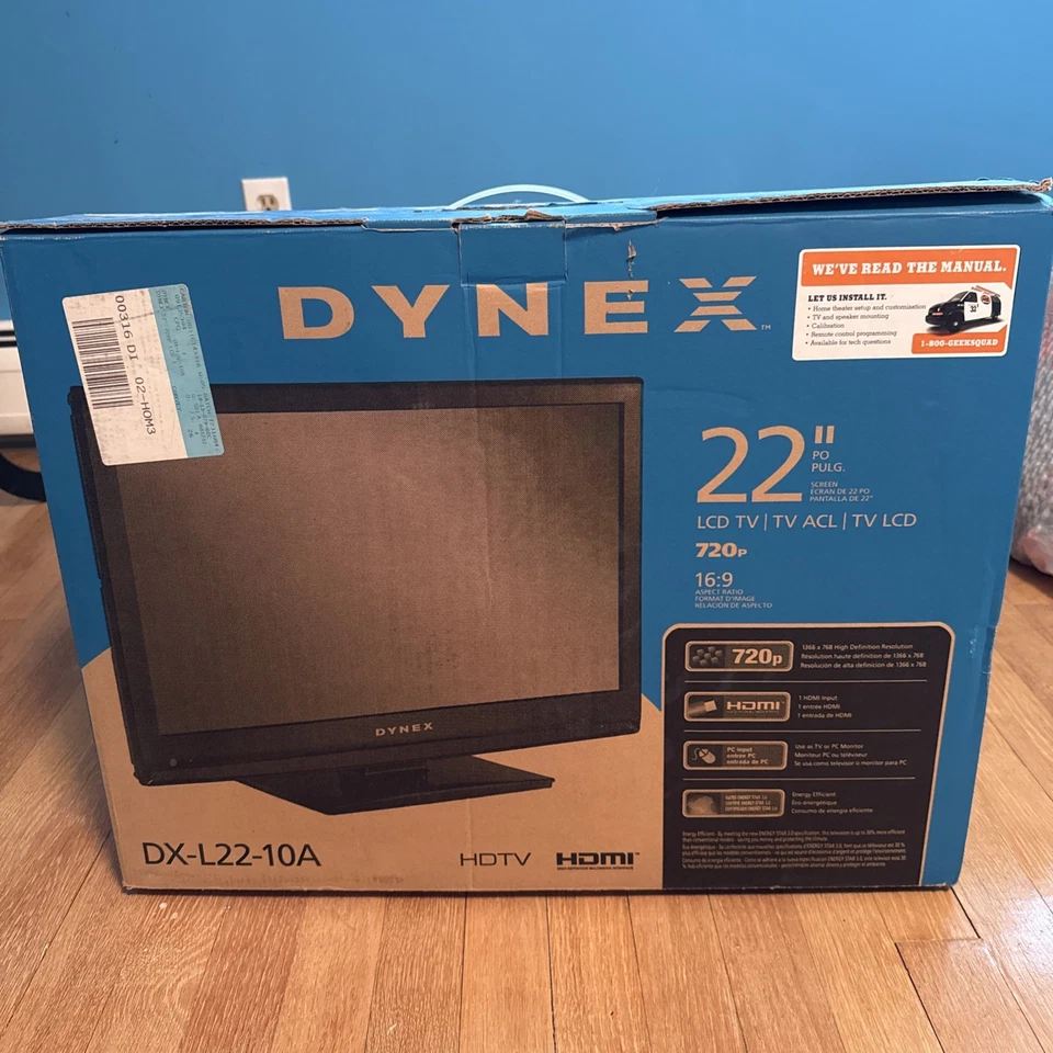 TV LCD HD 22" 720p VGA HD HDMI Dynex DX-L22-10A com suporte modelo 2010 - Imagem 1 de 1