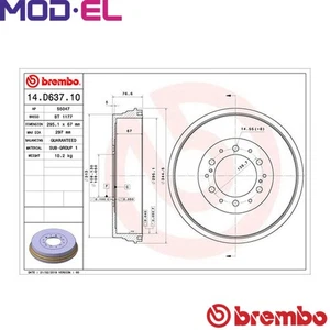 2x BRAKE DRUM 14.D637.10 FOR TOYOTA HILUX/VIII/Pickup FORTUNER 1GD-FTV 2.8L 4cyl - Picture 1 of 8